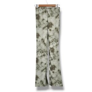 Zara Women Green Tie Dye High Waisted Leggings Ankle‎ Zip Split Hem Size Small
